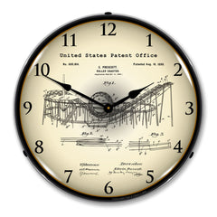 1898 Prescott Roller Coaster Patent 14" LED Wall Clock