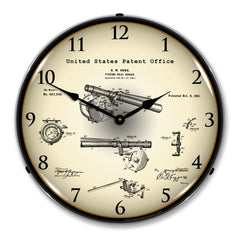 1901 Antique Fishing Reel Brake Patent 14" LED Wall Clock