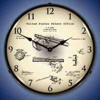1901 Antique Fishing Reel Brake Patent 14" LED Wall Clock