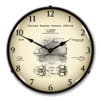 1907 Plimpton Roller Skate Patent 14" LED Wall Clock