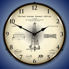 1916 Howard Hughes Oil Drilling Rig Patent 14" LED Wall Clock