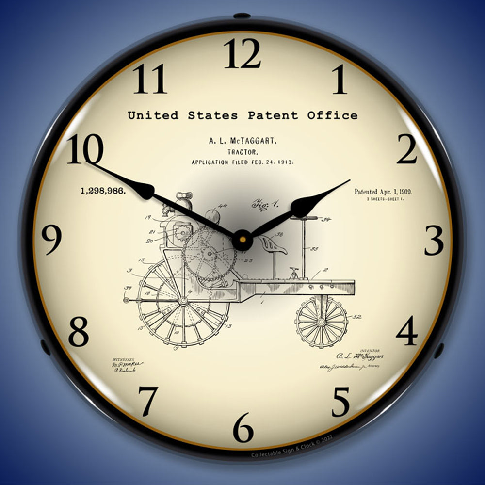 1919 Antique Tractor Patent 14" LED Wall Clock