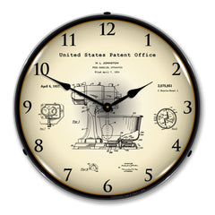 1934 Kitchen Mixer Patent 14" LED Wall Clock