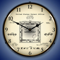 1935 Monopoly Game Patent 14" LED Wall Clock
