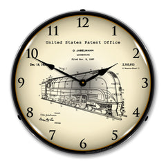 1937 Jabelmann Locomotive Patent 14" LED Wall Clock
