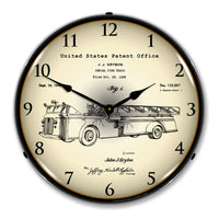 1939 Fire Truck Patent 14" LED Wall Clock
