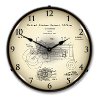 1942 John Deere McCormick Tractor Patent 14" LED Wall Clock