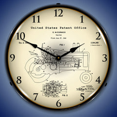 1942 John Deere McCormick Tractor Patent 14" LED Wall Clock