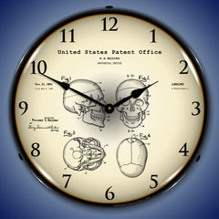 1960 Anatomical Skull Patent 14" LED Wall Clock