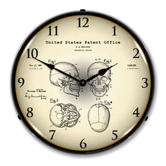 1960 Anatomical Skull Patent 14" LED Wall Clock