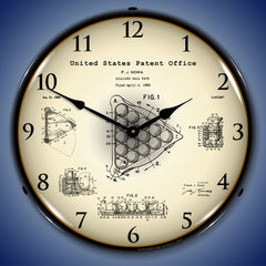 1966 Billiards Ball Rack Patent 14" LED Wall Clock