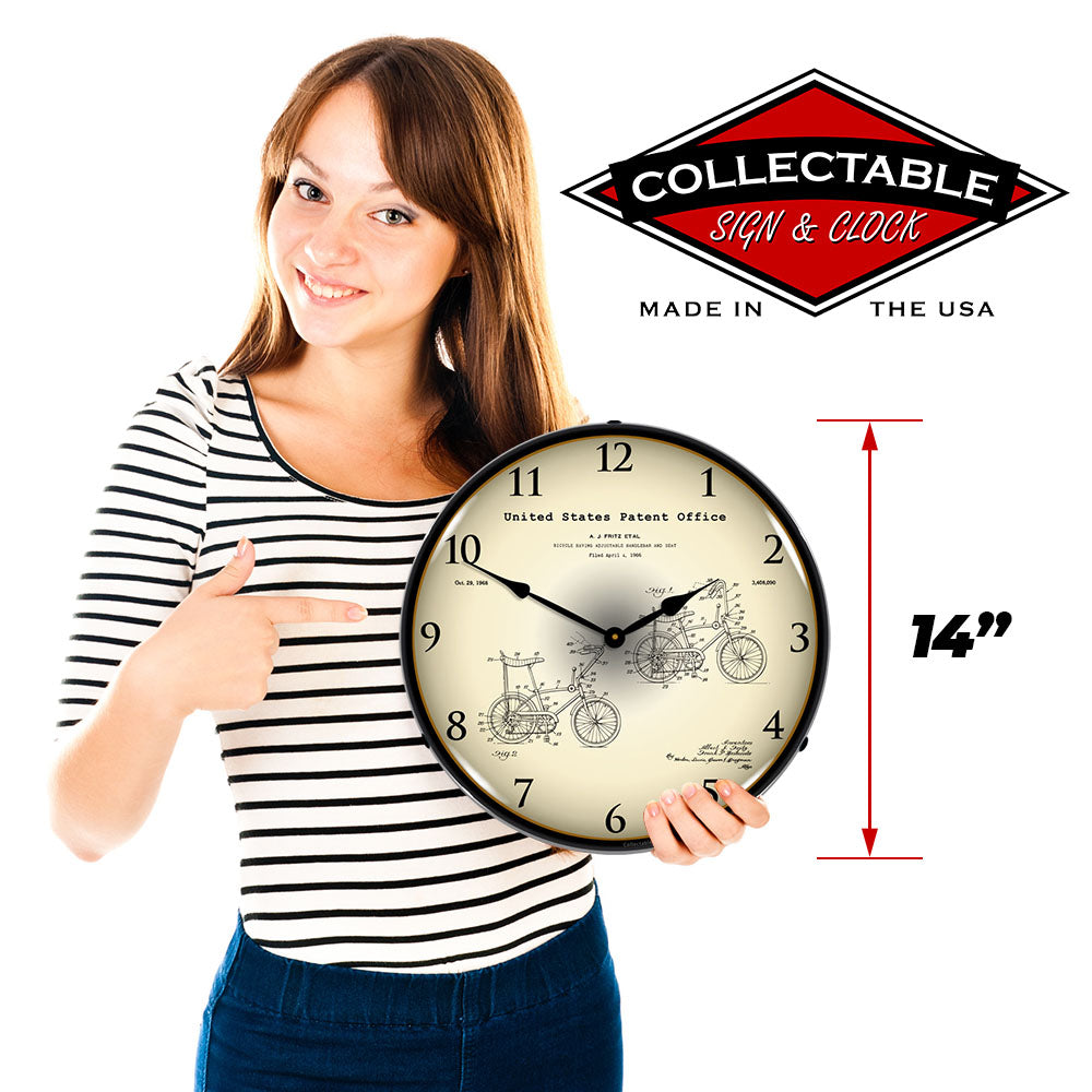 1968 Stingray Bicycle Patent 14" LED Wall Clock