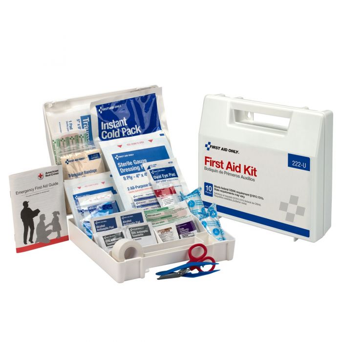 First Aid Only 10 Person First Aid Kit with Dividers, Plastic Case