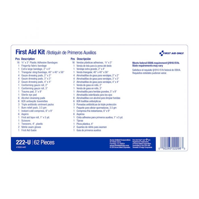 First Aid Only 10 Person First Aid Kit with Dividers, Plastic Case