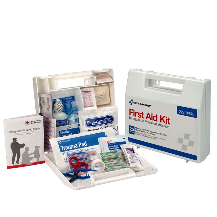 First Aid Only 25 Person First Aid Kit with Dividers, Plastic Case