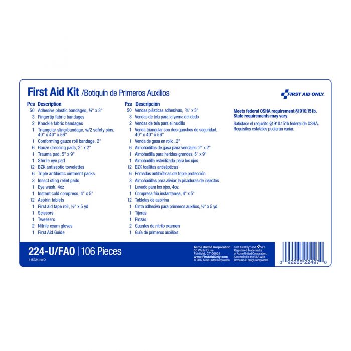 First Aid Only 25 Person First Aid Kit, Metal Case