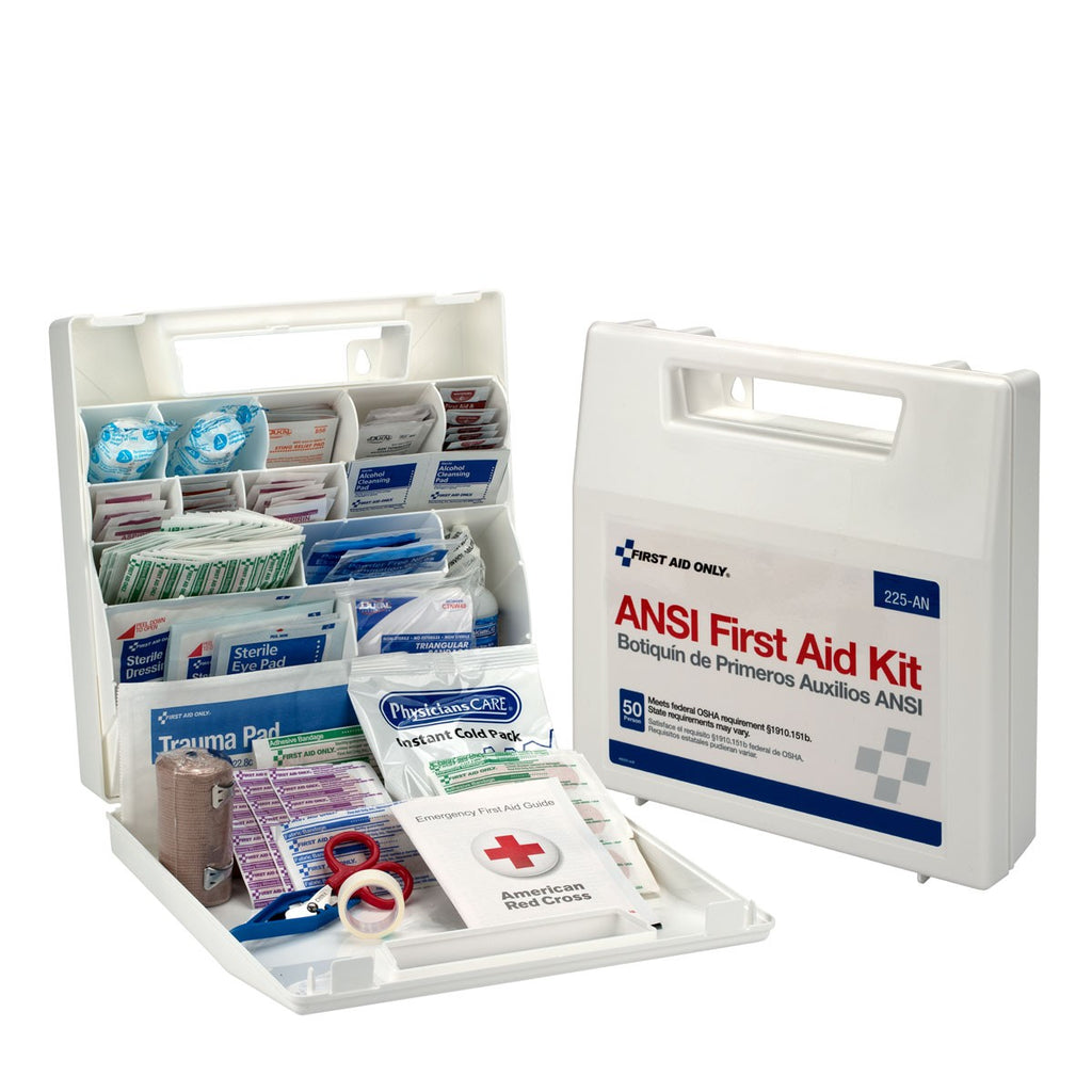First Aid Only 50 Person First Aid Kit with Dividers and Plastic Case