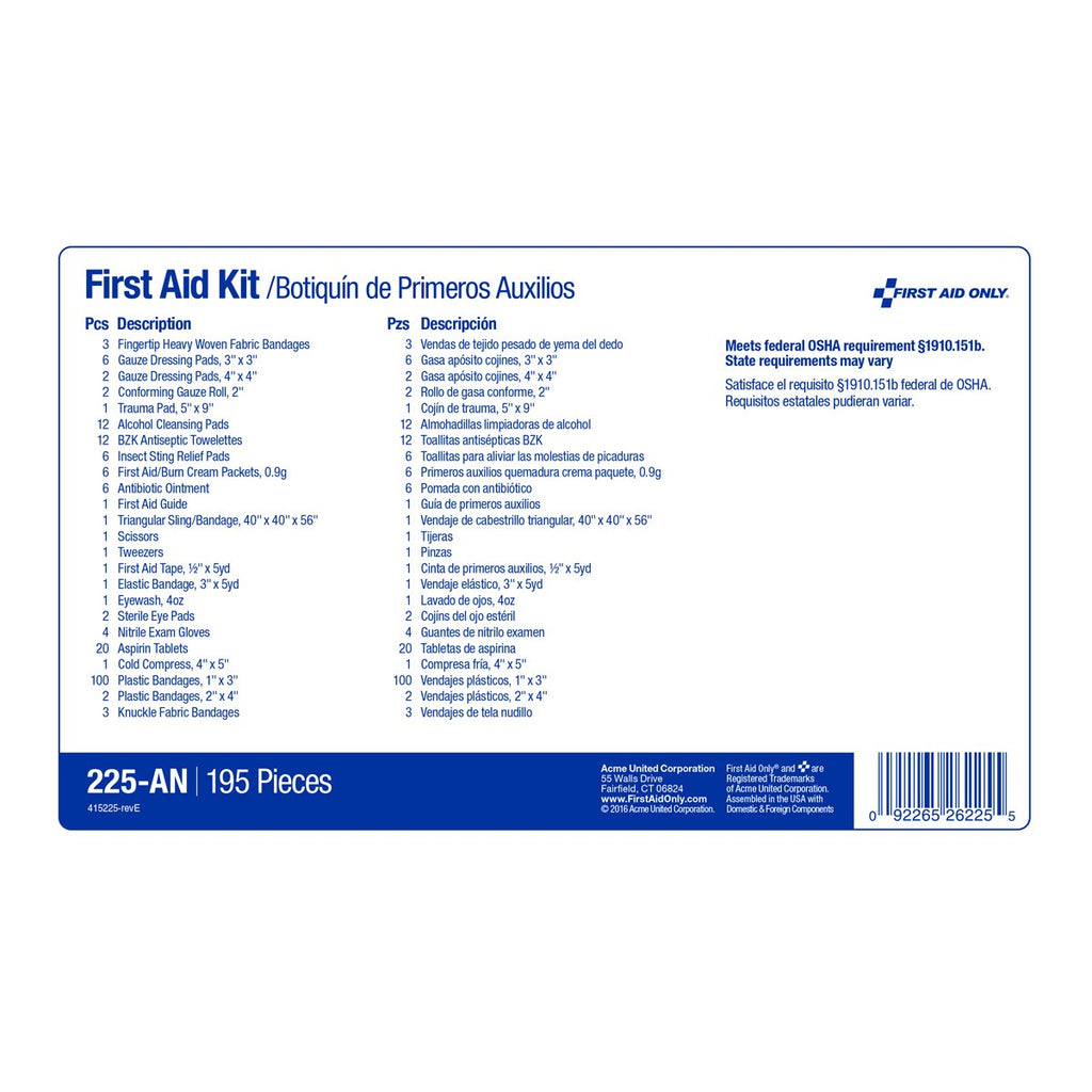 First Aid Only 50 Person First Aid Kit with Dividers and Plastic Case