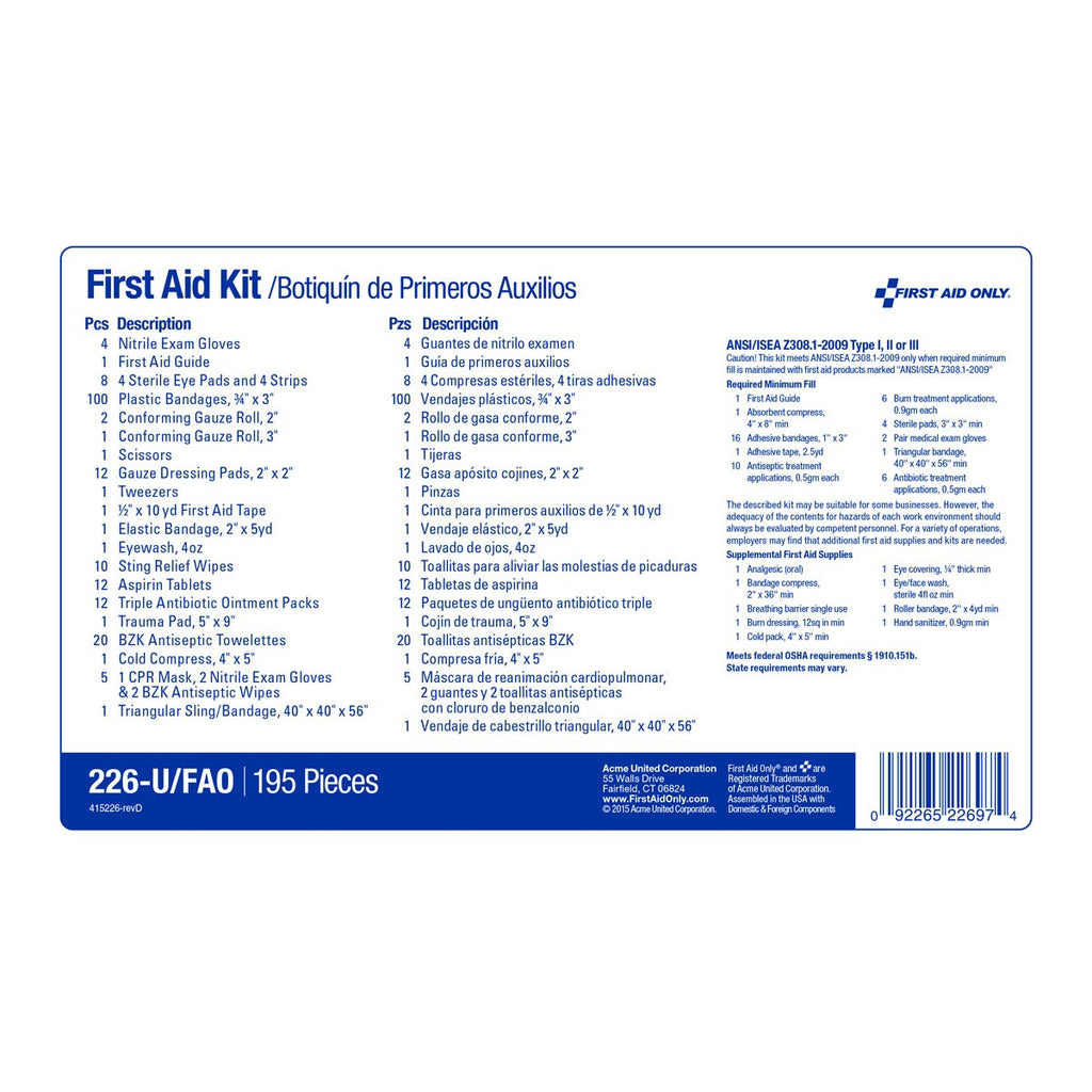 First Aid Only 50 Person ANSI A+ Compliant First Aid Kit, Metal Case
