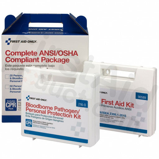 First Aid Only 25-Person OSHA Compliance Package | First Aid & Bloodborne Pathogen Station