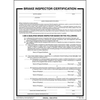 JJ Keller Brake Inspector Certification Form
