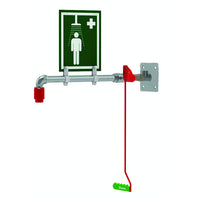 Justrite Wall Mount, Hughes Drench Shower, Galvanized Pipe
