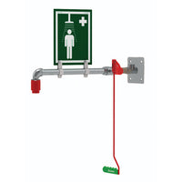 Justrite Wall Mount, Hughes Drench Shower, Stainless Steel Pipe