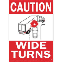 JJ Keller Caution Wide Turns Sign with Icon - Reflective