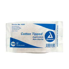 First Aid Only Non-Sterile Cotton Tipped Applicators, 3" Wood Shaft, 100 Per Bag