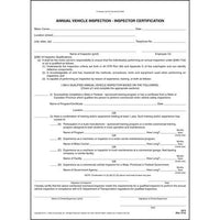 JJ Keller Annual Vehicle Inspection - Inspector Certification Form