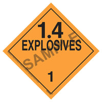 JJ Keller Division 1.4 Explosives Placard - Worded