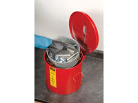 Justrite 2 Gallon, Wash Tank with Basket for Small Parts Cleaning, Self-Close Cover with Fusible Link, Steel