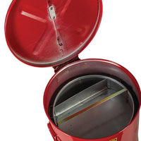 Justrite 6 Gallon, Wash Tank with Basket for Small Parts Cleaning, Self-Close Cover with Fusible Link, Steel