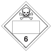 JJ Keller Division 6.1 Poison Placard - Blank (Pack of 25)