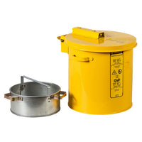 Justrite 1 Gallon, Wash Tank with Basket for Small Parts Cleaning, Self-Close Cover with Fusible Link, Steel