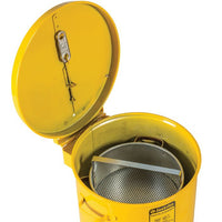 Justrite 1 Gallon, Wash Tank with Basket for Small Parts Cleaning, Self-Close Cover with Fusible Link, Steel