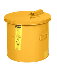 Justrite 2 Gallon, Wash Tank with Basket for Small Parts Cleaning, Self-Close Cover with Fusible Link, Steel