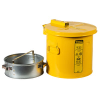 Justrite 2 Gallon, Wash Tank with Basket for Small Parts Cleaning, Self-Close Cover with Fusible Link, Steel