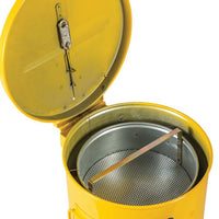 Justrite 2 Gallon, Wash Tank with Basket for Small Parts Cleaning, Self-Close Cover with Fusible Link, Steel