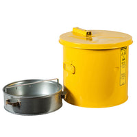 Justrite 3.5 Gallon, Wash Tank with Basket for Small Parts Cleaning, Self-Close Cover with Fusible Link, Steel