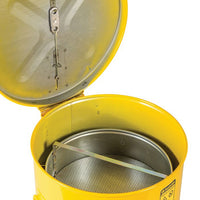 Justrite 3.5 Gallon, Wash Tank with Basket for Small Parts Cleaning, Self-Close Cover with Fusible Link, Steel