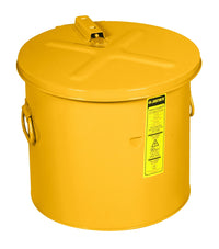 Justrite 6 Gallon, Wash Tank with Basket for Small Parts Cleaning, Self-Close Cover with Fusible Link, Steel