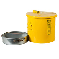 Justrite 6 Gallon, Wash Tank with Basket for Small Parts Cleaning, Self-Close Cover with Fusible Link, Steel
