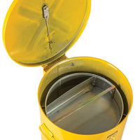 Justrite 6 Gallon, Wash Tank with Basket for Small Parts Cleaning, Self-Close Cover with Fusible Link, Steel