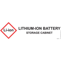 Justrite Lithium-Ion Battery Storage Application Label For Hazardous Material Safety Cabinets
