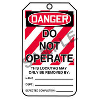 JJ Keller "Do Not Operate" Large Text Lockout/Tagout Tag