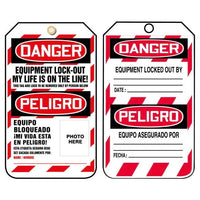 JJ Keller Bilingual Lockout/Tagout Tag - Danger Equipment Lock Out My Life Is On the Line