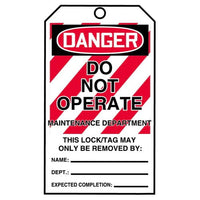 JJ Keller STOPOUT® Tags By-The-Roll - Danger Do Not Operate Maintenance Department