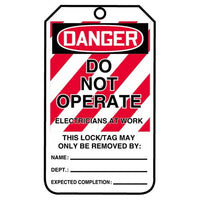 JJ Keller Lockout/Tagout Tag - Do Not Operate, Electricians At Work