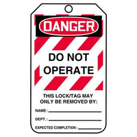 JJ Keller Lockout/Tagout Tag - Do Not Operate (Text in White Box)